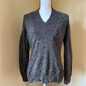 **GEOFFREY BEENE* Heather Gray Sport Long Sleeve V-Neck Sweater Size Medium